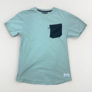 Nomad Shirt Boys Large (14) Sage Green Black Pocket Zipper T-Shirt Crew Neck